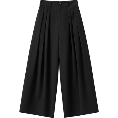 【播奥莱】播商场同款黑色松弛阔腿休闲裤女25春梧桐裤BDS1KD1518