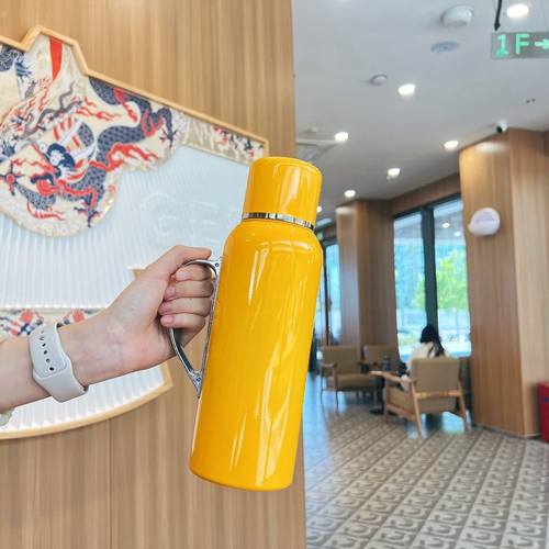 316大容量不锈钢智能显温保温便携手提保温杯户外壶壶测温机械