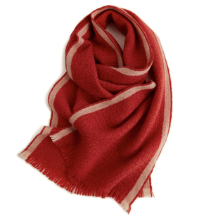 法单精选奢品 羊脂温润纯羊绒围巾女奶油风秋冬季纯色百搭编织