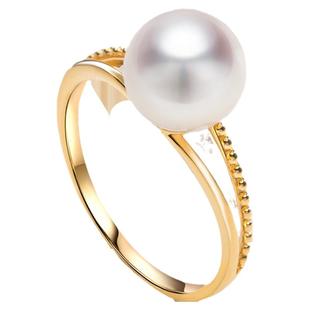 南珠宫18K金海水珍珠戒指 中国akoya南珠大颗粒J053KN