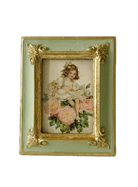 可爱法式女孩金色浮雕树脂