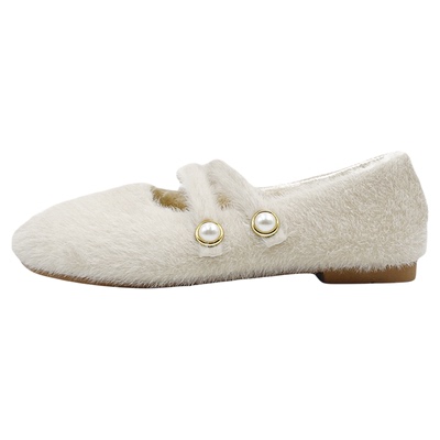 平底毛毛女鞋2025秋冬季新款外穿