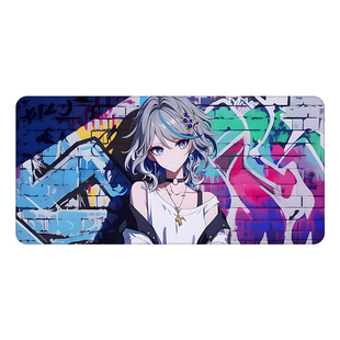 高颜值个性涂鸦超大电竞鼠标垫电脑游戏键盘动漫电脑桌锁边滑鼠垫