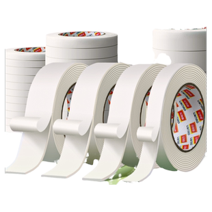 得力双面胶带泡棉胶高粘度固定墙面强力海绵双面胶泡沫胶加厚学生手工用胶带两面胶条贴相框广告牌办公用批发