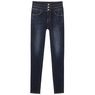 Miss Sixty26春牛仔裤女高腰九分紧身裤小脚靴裤铅笔裤含羊绒抓毛