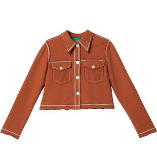 MICartsy王紫珊秋冬新款背后心型图案串珠流苏短装外套女时尚