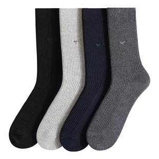 七匹狼男士袜子纯棉加厚款吸汗防臭中筒袜秋冬季男袜全棉运动长袜