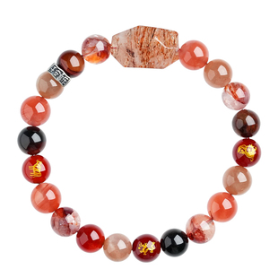 普陀山十二生肖水晶手串本命年蛇年手链天然发晶三合六合手串男女