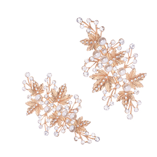 金色蝴蝶发夹合金珠花新娘敬酒礼服头饰舞台演出夹子发卡结婚发饰