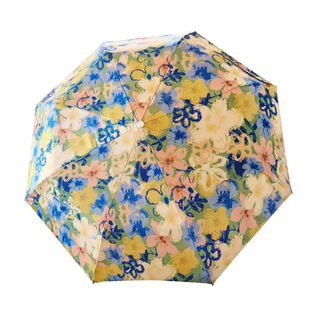 莫奈风高级感弯钩雨伞女高颜值晴雨两用小洋伞防晒便携太阳伞复古