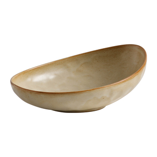 日式椭圆深盘陶瓷沙拉盘2025新款盘子家用复古菜盘子创意异形盘子