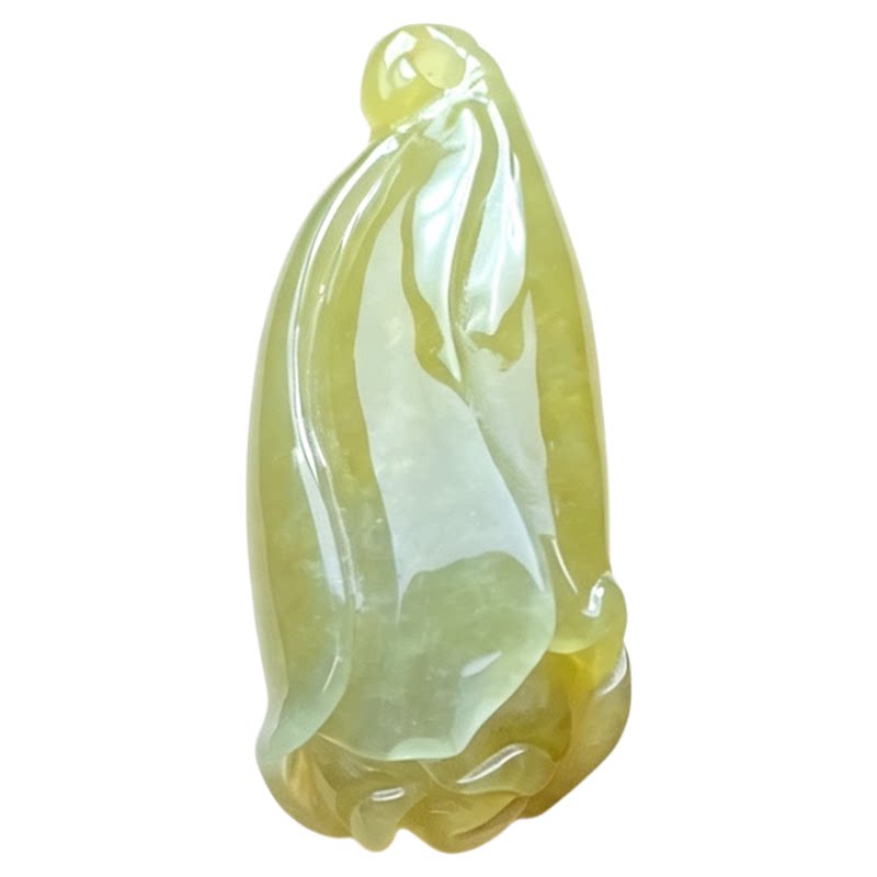 翠贵人冰糯种黄翡玉兰花如意吊坠