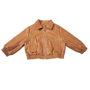 女童皮衣外套2026年春季新款时髦宝宝机车风夹克休闲春装上衣