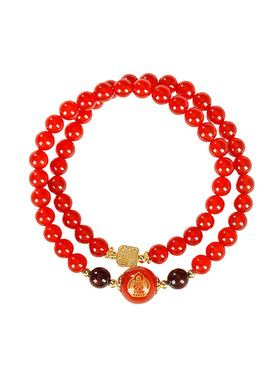 天然红玛瑙手串女红色水晶手链