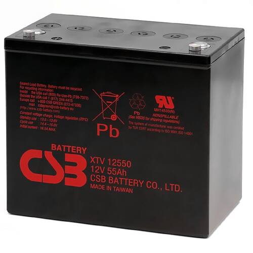 CSB蓄电池XTV1255012V55AH消防照明机房UPS电源配套EPS直流屏