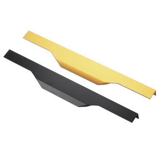 极简轻奢通体封边衣柜门拉手拇指加长款黑色橱柜抽屉隐形门缝把手