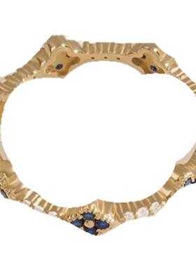 极简精致纯金小蓝宝石可叠戴花朵