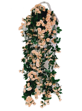 假花玫瑰花管道装饰客厅仿真花藤