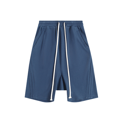 华夫格解构短裤宽松紧抽绳