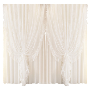 法式蕾丝纱窗帘公主风双层洛可可纱帘透光不透人梦幻卧室客厅飘窗