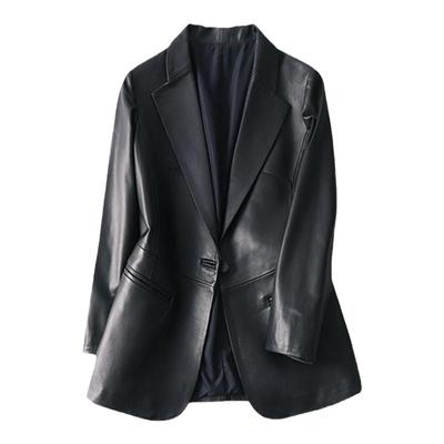 西装春秋新款修身显瘦真皮皮衣