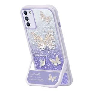 适用于OPPOReno6手机壳新款Reno6Pro网红创意闪粉蝴蝶ins支架全包硅胶软壳plus高级感不会撞壳的防摔保护套潮