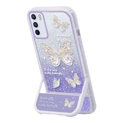 OPPOReno6手机壳闪粉蝴蝶