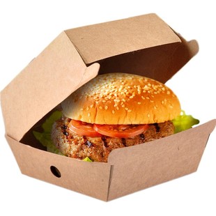 上海商吉牛皮纸汉堡盒纸盒汉堡包食品包装盒外卖打包盒面包盒子