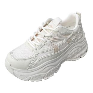 戈美其巨好看白色水钻老爹鞋女春轻便显脚小女鞋松糕厚底运动鞋