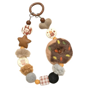 美拉德秋冬手机链2025新款手机挂绳原创法棍甜甜圈挂链手腕绳手提