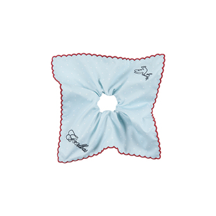 GOODBAI 新款花体刺绣logo撞色爱心波点方巾发圈女