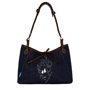 Ribbybene 帆布牛仔托特包大容量通勤休闲百搭单肩斜挎原创包