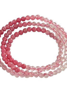 天然樱花蔷薇石三圈手串时尚百搭