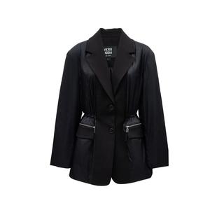 tq区绫致VeroModa西服女25春夏拼接单排扣收腰设计西式棉服