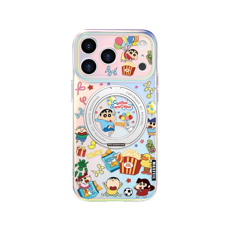 MASFEIL × 气球小新适用苹果17Promax手机壳新款Lo5磁吸带支架iPhone16Pro支点套14可爱15超薄女高级感13pm
