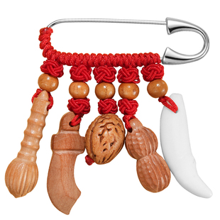 宝宝外出压惊别针婴儿防惊吓挂件桃木孕妇别针蛇宝宝儿童安全胸针