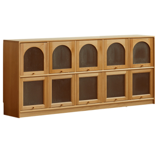 实木矮柜带门书柜客厅储物柜上翻盖推拉门书柜家用柜组合柜榉木