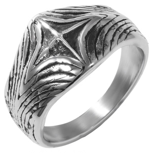 古拙十字-印章不掉色钛钢戒指复古食指朋克波纹中古欧美尾戒指环