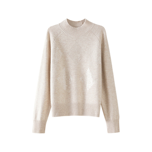 OSA欧莎简约通勤半高领毛衣女冬新款细闪亮片设计感针织衫
