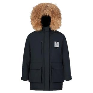 骆驼女装鹅绒服2025新款冬季抗寒保暖连帽加绒中长款羽绒工装外套