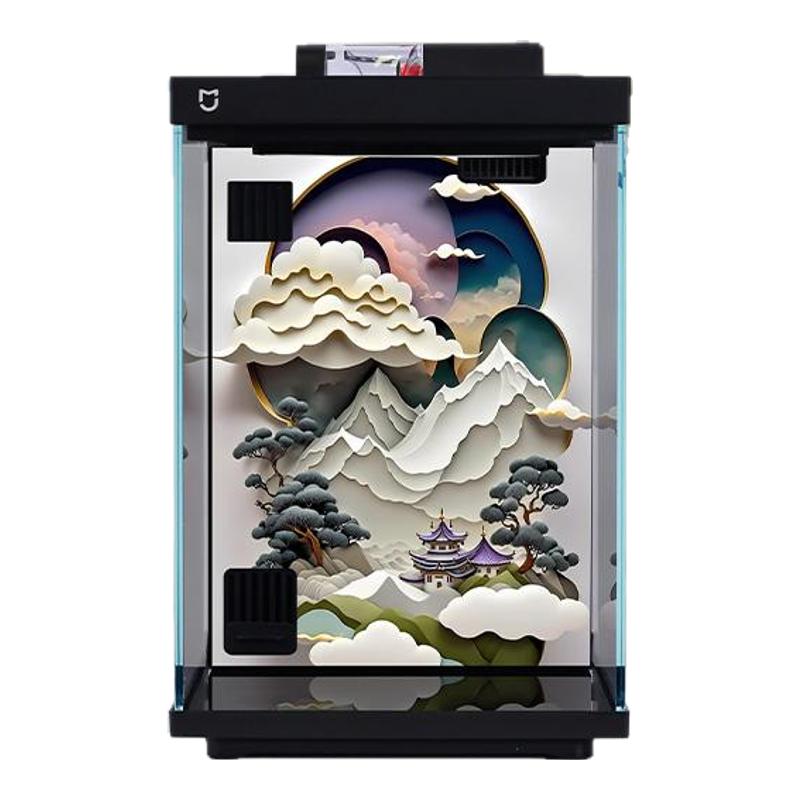 适用小米二代鱼缸背景板米家智能改装高清图造景装饰品贴纸图画