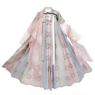 原创【婉妆】唐制 齐胸褶裙半臂直领短衫 复原印花汉服 夏季