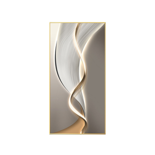 绿植玄关装饰画LED灯走廊过道客厅挂画入户正对入户门壁画