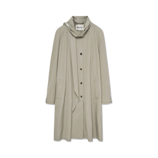 RODERIC WONG2026春季新款简约铜氨棉围巾造型风衣知识分子风外套