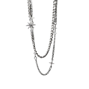 NFF一链两带欧美轻奢星芒钛钢项链男嘻哈潮小众设计高级感锁骨链