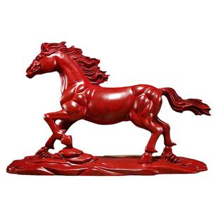红花梨木雕马摆件实木质马到成功家居客厅办公室装饰红木工艺品