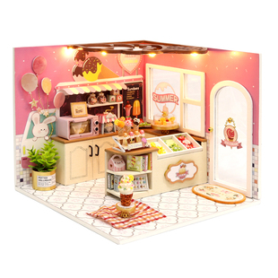 悠然咖啡店diy小屋手工拼装木制模型微缩3d立体拼图男生日礼物女