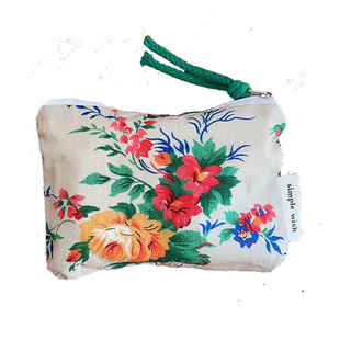 2025新品复古碎花零钱袋迷你手拿包棉布口红耳机收纳袋卡包月事包