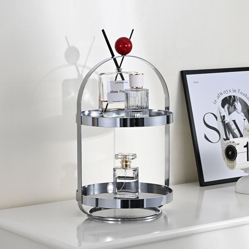 中古风圆形桌面水杯架玄关卫生间厨房收纳架子转角化妆品置物架