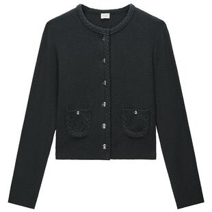 OCHIRLY欧时力 100%美丽诺羊毛针织外套女士高级感流行秋冬